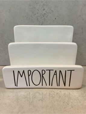 Rae Dunn White 'IMPORTANT' Three-Slot Desk Organizer